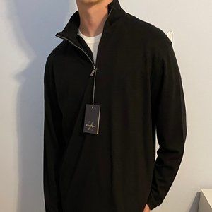 Zegna Sport Black Quarter Zip Pullover Sweater